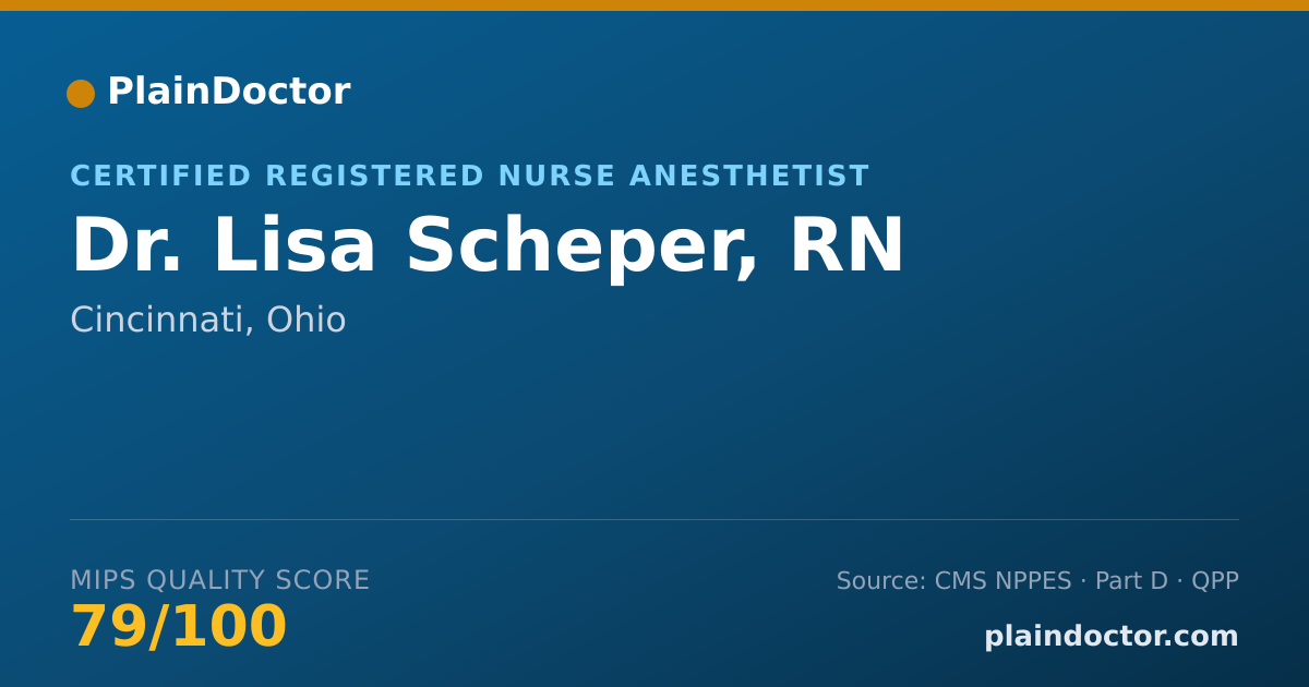 Shareable card for Lisa Scheper, RN - Certified Registered Nurse Anesthetist, Cincinnati, OH