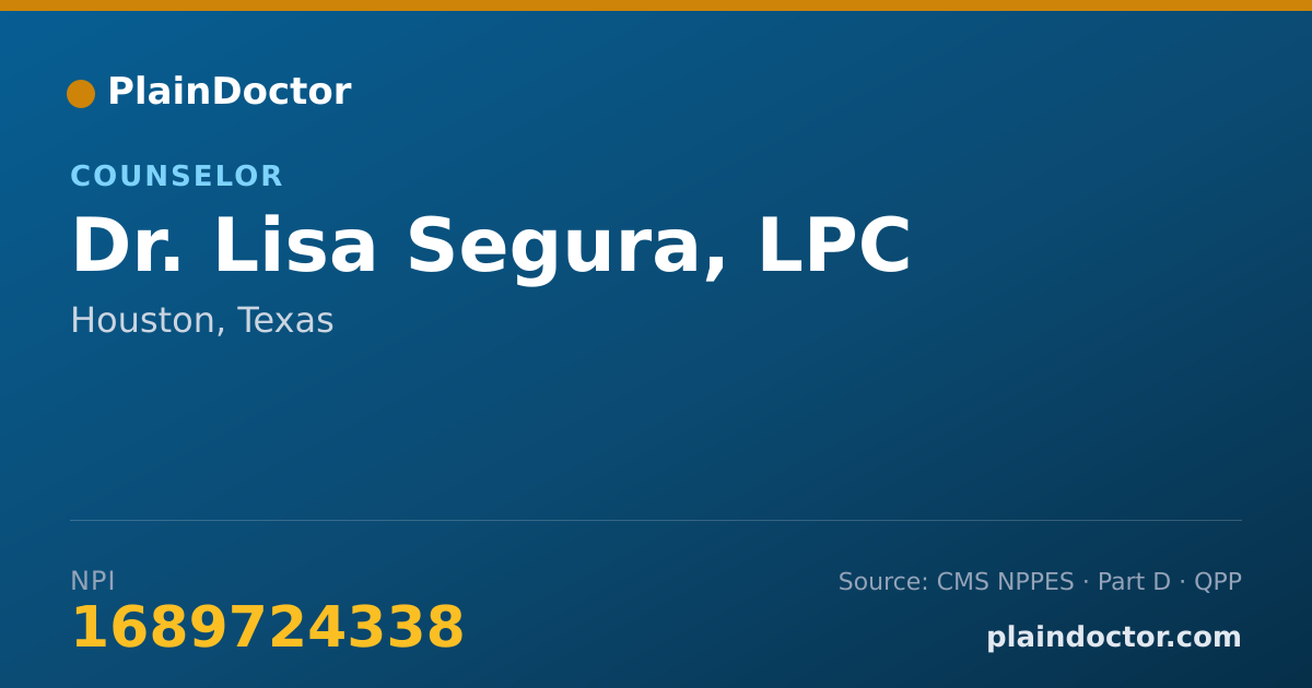 Shareable card for Lisa Segura, LPC - Counselor, Houston, TX