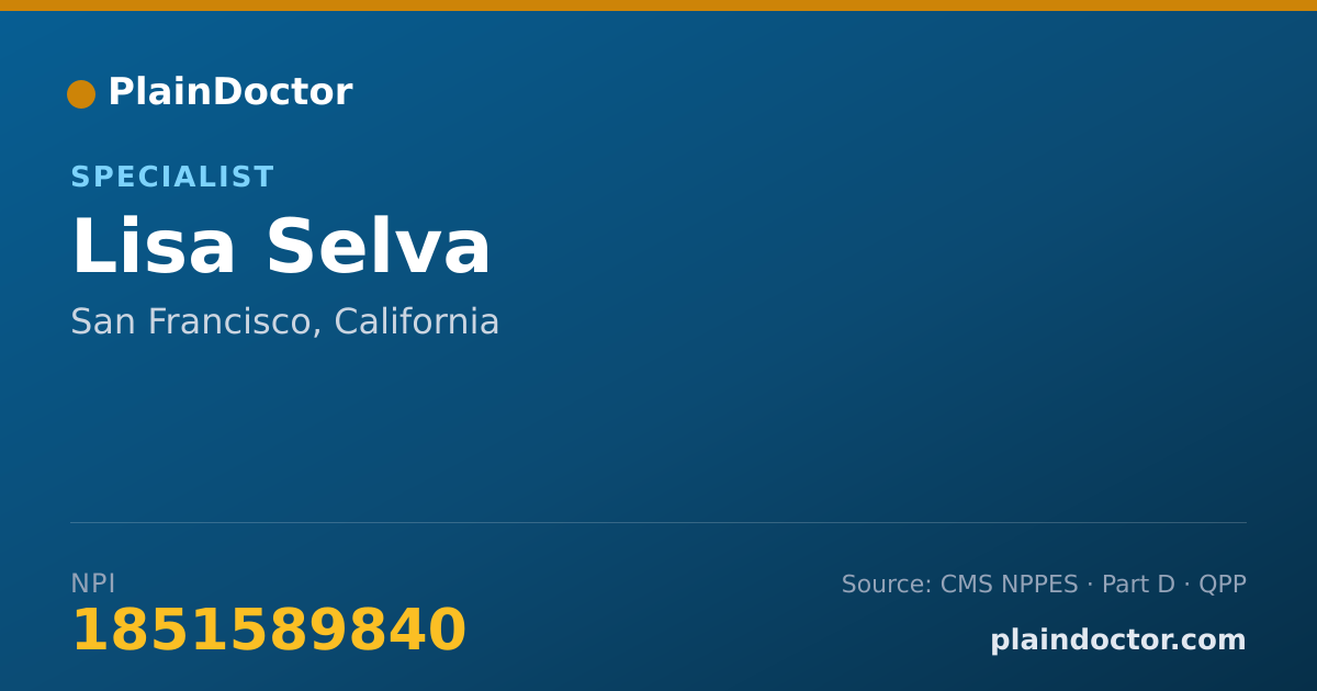 Shareable card for Lisa Selva - Specialist, San Francisco, CA