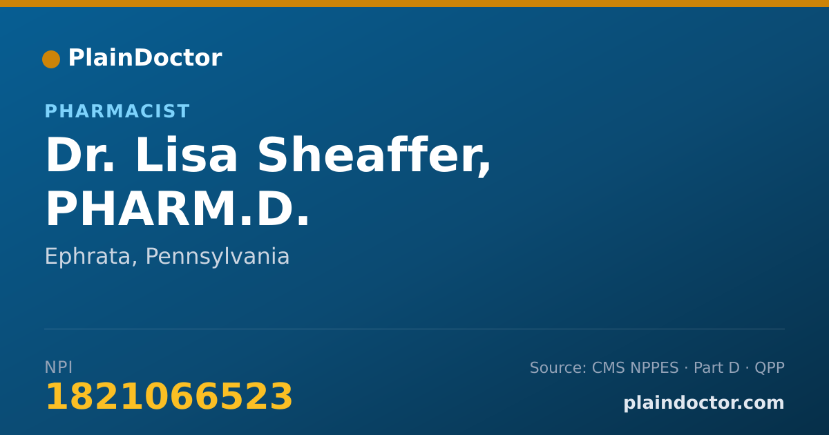 Shareable card for Lisa Sheaffer, PHARM.D. - Pharmacist, Ephrata, PA