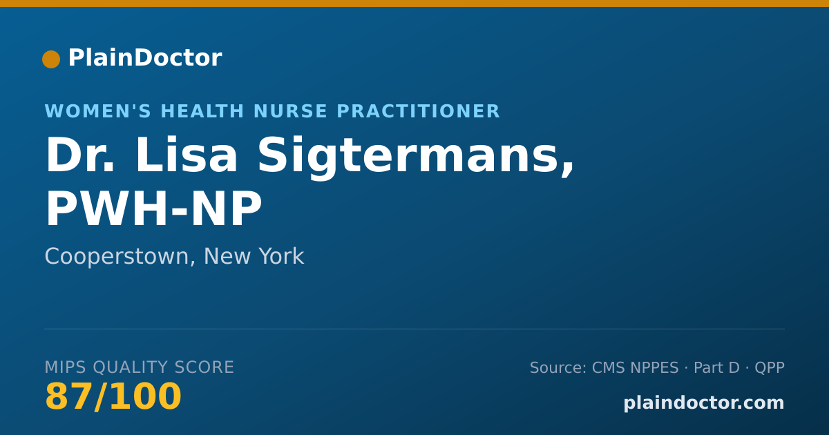 Shareable card for Lisa Sigtermans, PWH-NP - Women's Health Nurse Practitioner, Cooperstown, NY