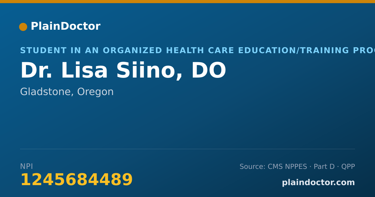 Shareable card for Lisa Siino, DO - Student in an Organized Health Care Education/Training Program, Gladstone, OR