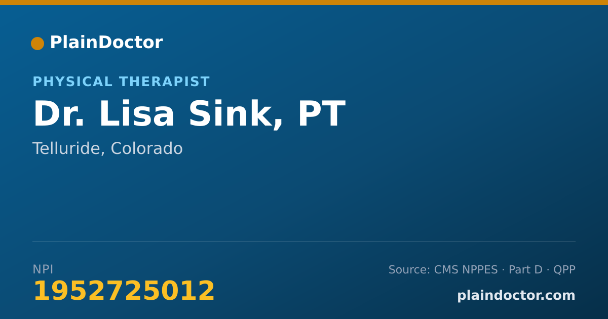 Shareable card for Lisa Sink, PT - Physical Therapist, Telluride, CO