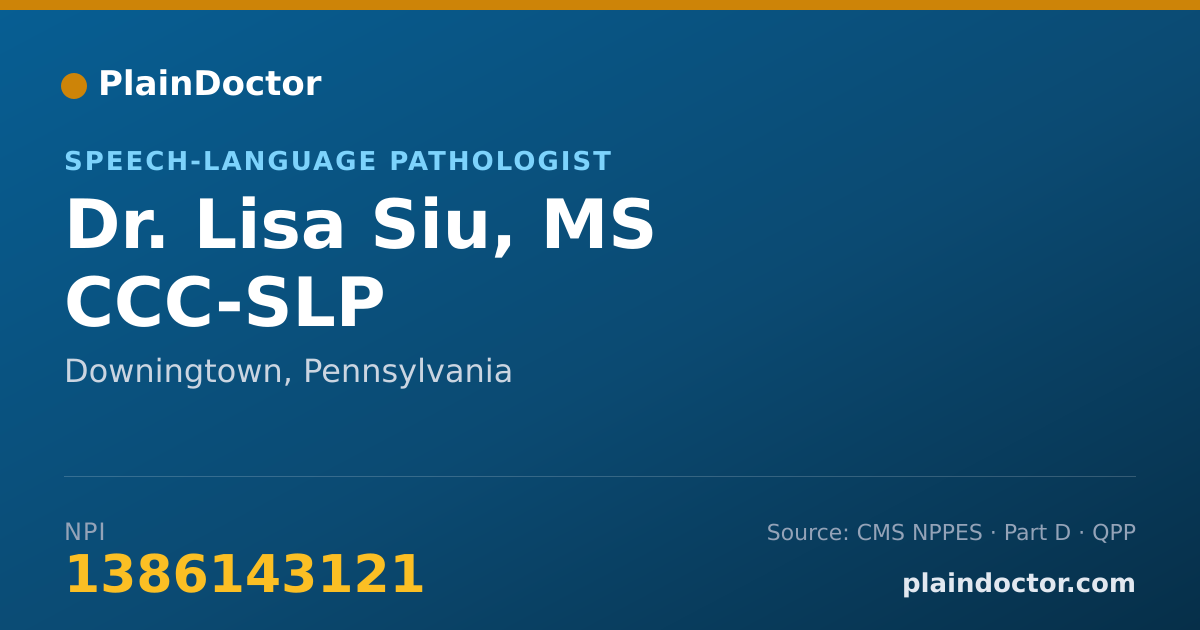 Shareable card for Lisa Siu, MS CCC-SLP - Speech-Language Pathologist, Downingtown, PA