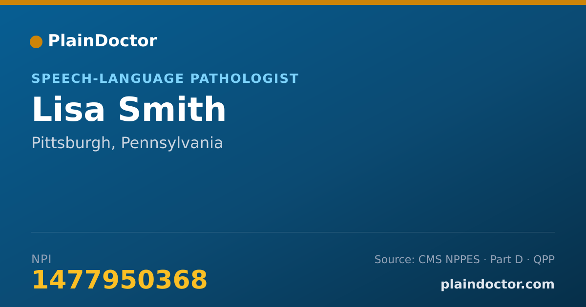 Shareable card for Lisa Smith - Speech-Language Pathologist, Pittsburgh, PA