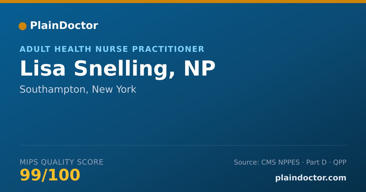 Shareable card for Lisa Snelling, NP - Adult Health Nurse Practitioner, Southampton, NY