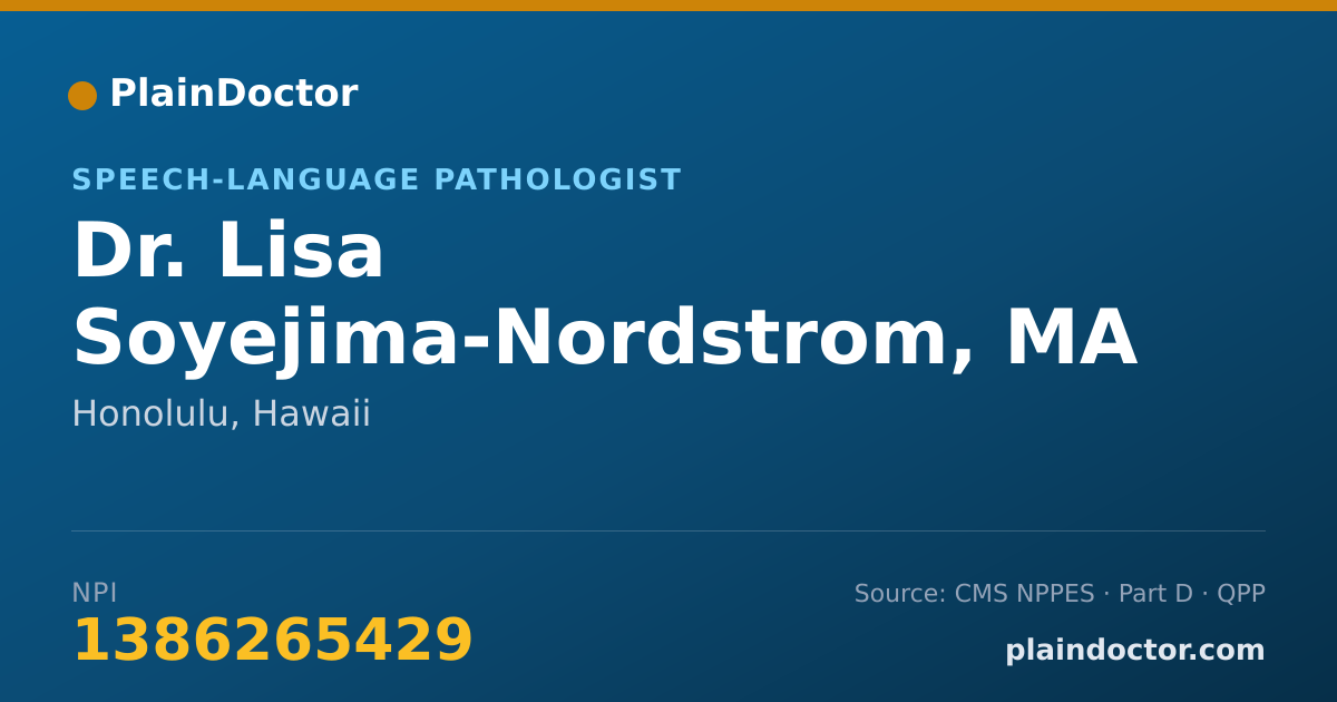 Shareable card for Lisa Soyejima-Nordstrom, MA CCC SLP - Speech-Language Pathologist, Honolulu, HI
