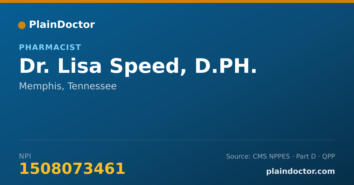 Shareable card for Lisa Speed, D.PH. - Pharmacist, Memphis, TN