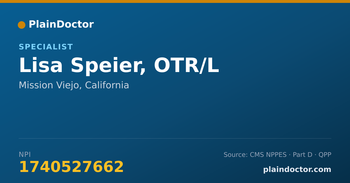Shareable card for Lisa Speier, OTR/L - Specialist, Mission Viejo, CA