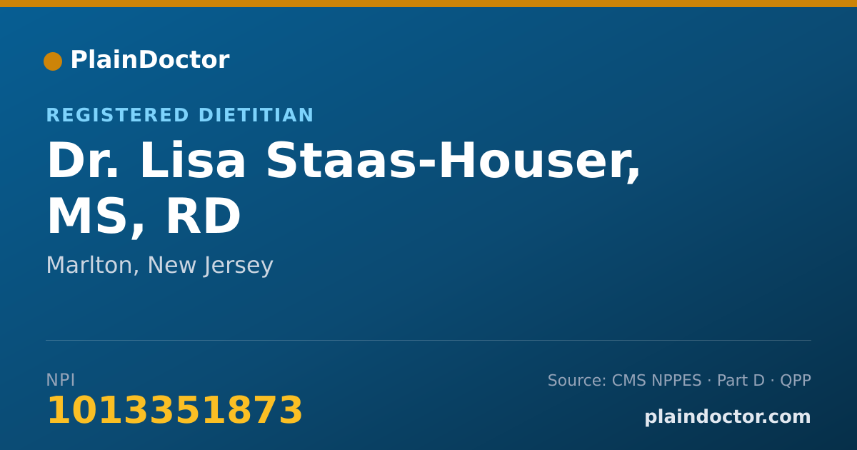 Shareable card for Lisa Staas-Houser, MS, RD - Registered Dietitian, Marlton, NJ