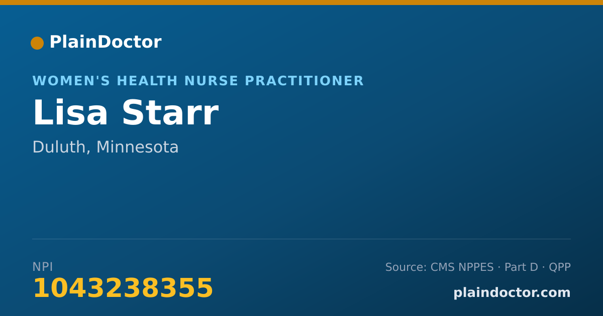 Shareable card for Lisa Starr - Women's Health Nurse Practitioner, Duluth, MN
