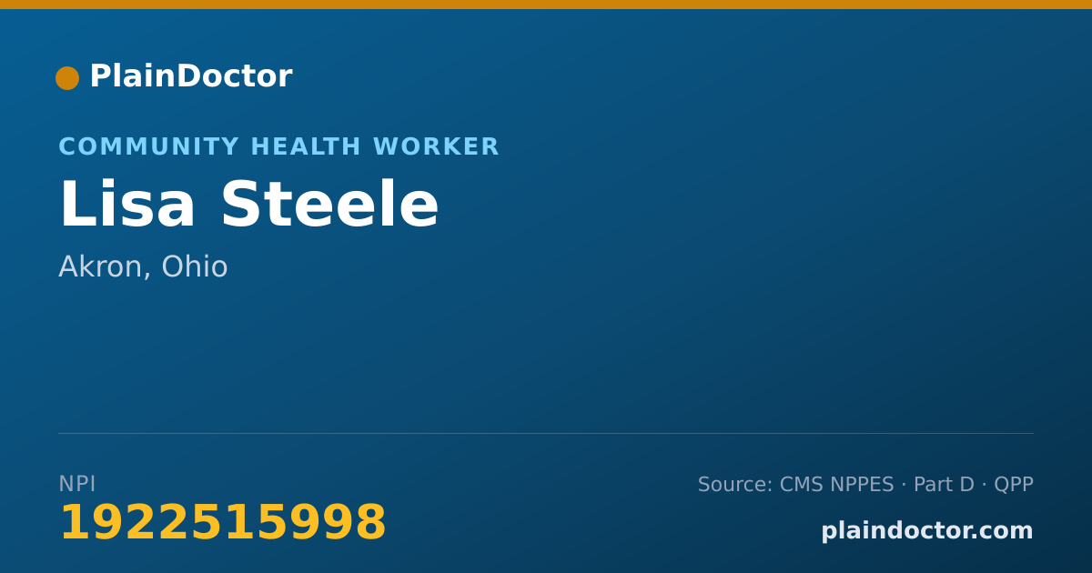 Shareable card for Lisa Steele - Community Health Worker, Akron, OH