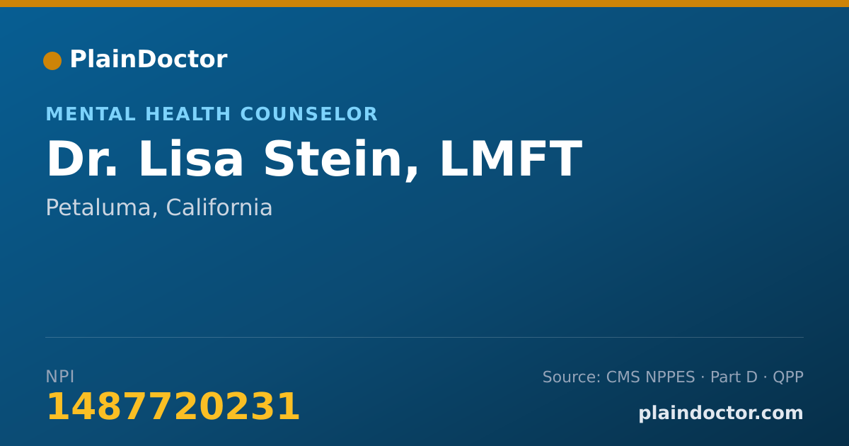 Shareable card for Lisa Stein, LMFT - Mental Health Counselor, Petaluma, CA