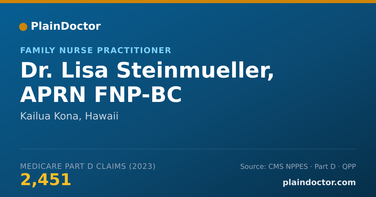 Shareable card for Lisa Steinmueller, APRN FNP-BC - Family Nurse Practitioner, Kailua Kona, HI