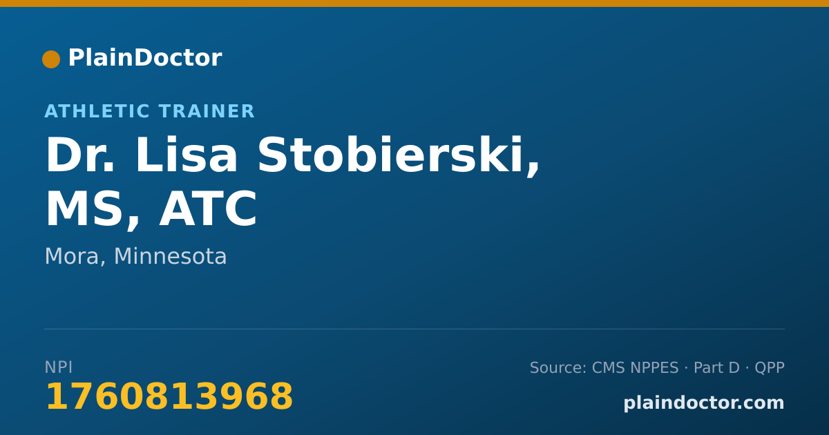 Shareable card for Lisa Stobierski, MS, ATC - Athletic Trainer, Mora, MN