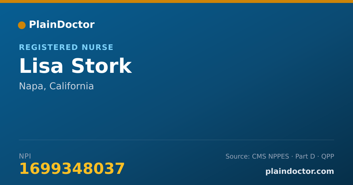 Shareable card for Lisa Stork - Registered Nurse, Napa, CA