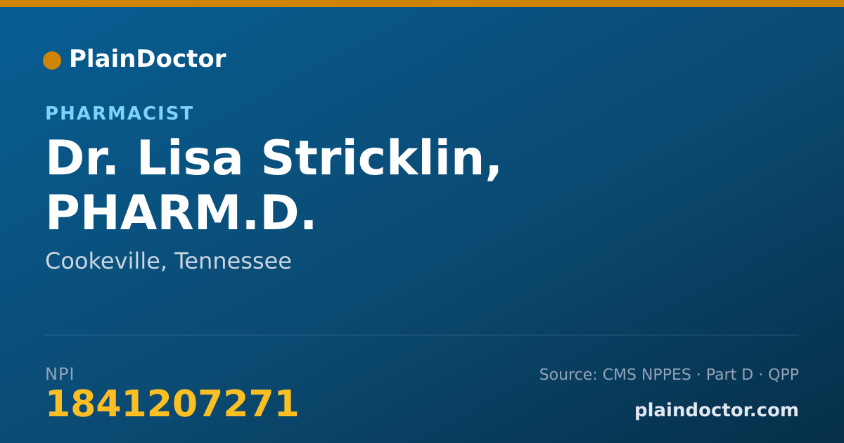Shareable card for Lisa Stricklin, PHARM.D. - Pharmacist, Cookeville, TN