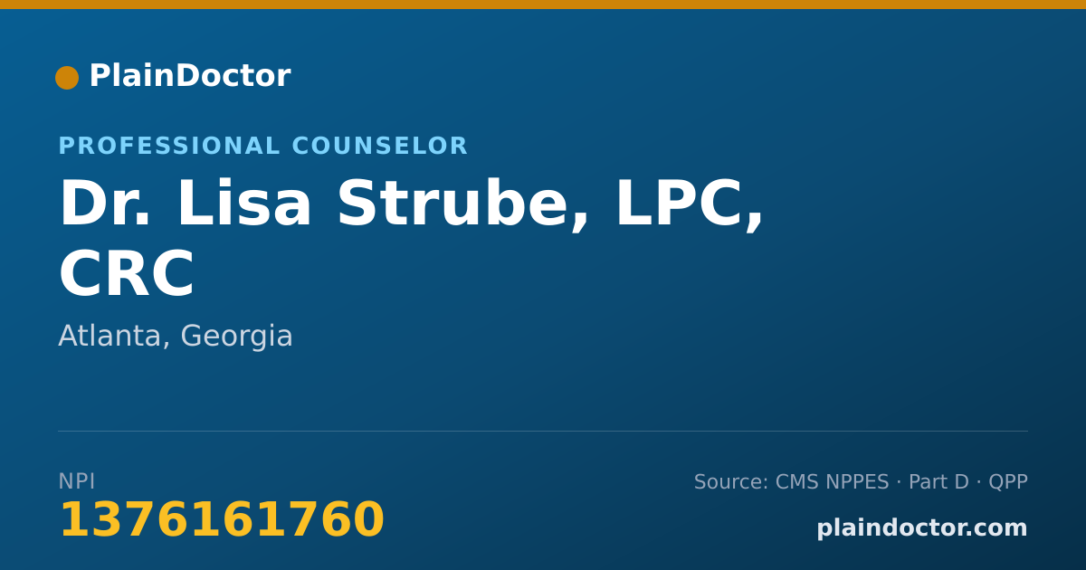 Shareable card for Lisa Strube, LPC, CRC - Professional Counselor, Atlanta, GA