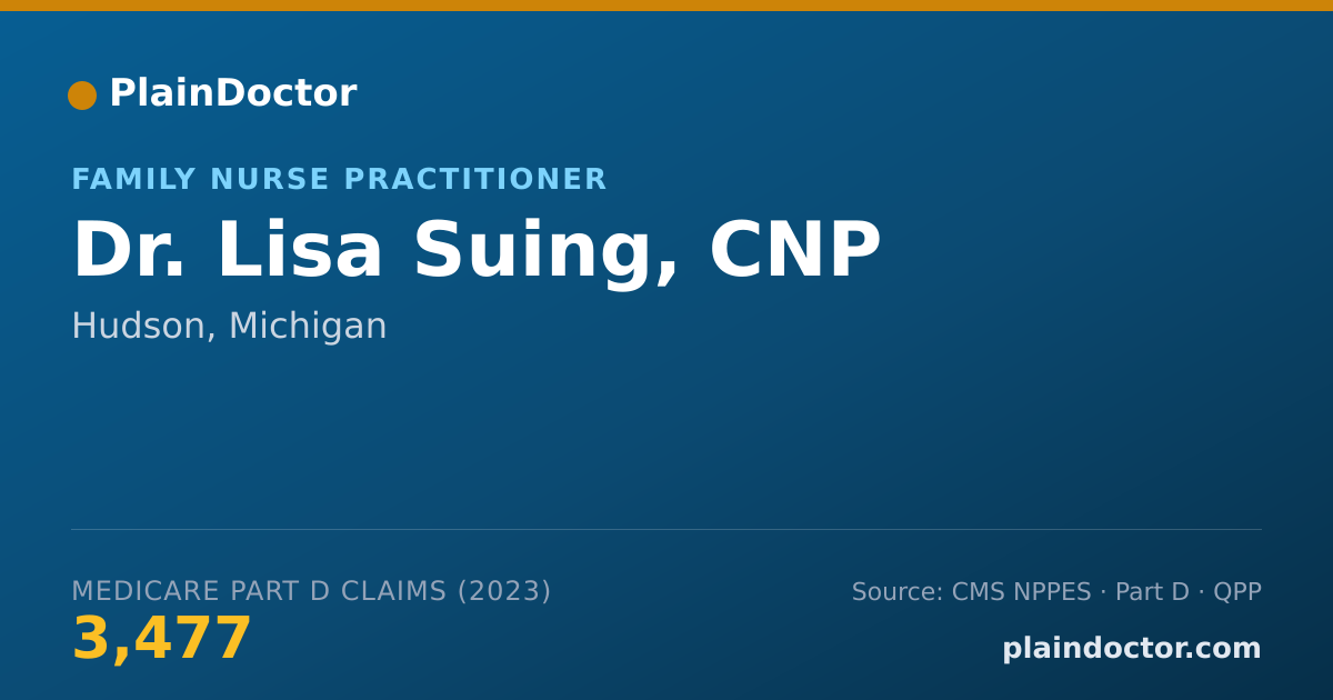 Shareable card for Lisa Suing, CNP - Family Nurse Practitioner, Hudson, MI