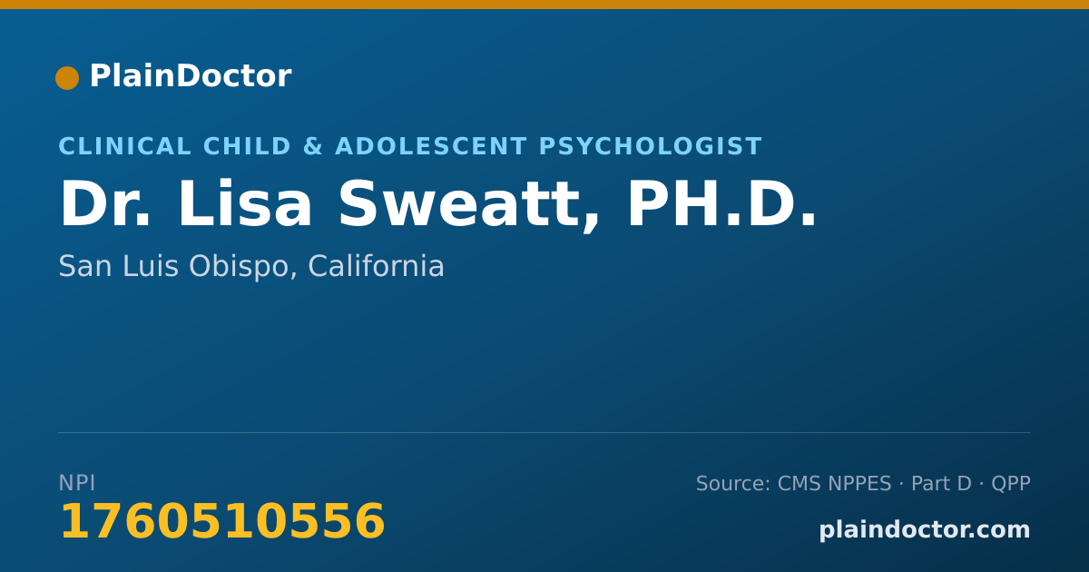 Shareable card for Lisa Sweatt, PH.D. - Clinical Child & Adolescent Psychologist, San Luis Obispo, CA