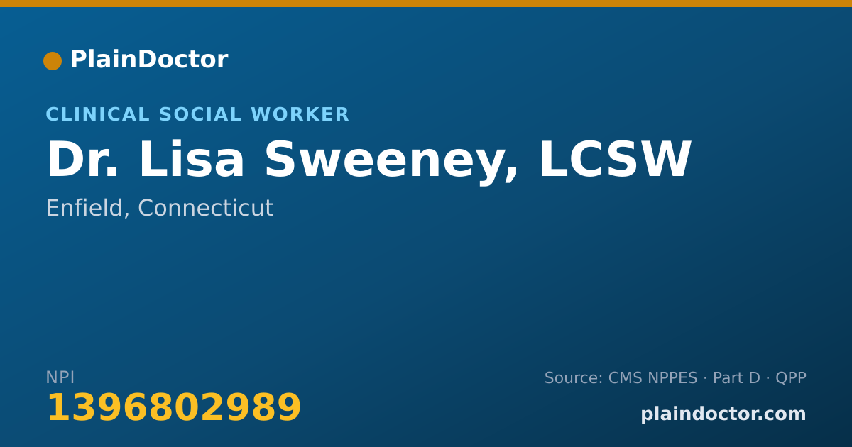 Shareable card for Lisa Sweeney, LCSW - Clinical Social Worker, Enfield, CT