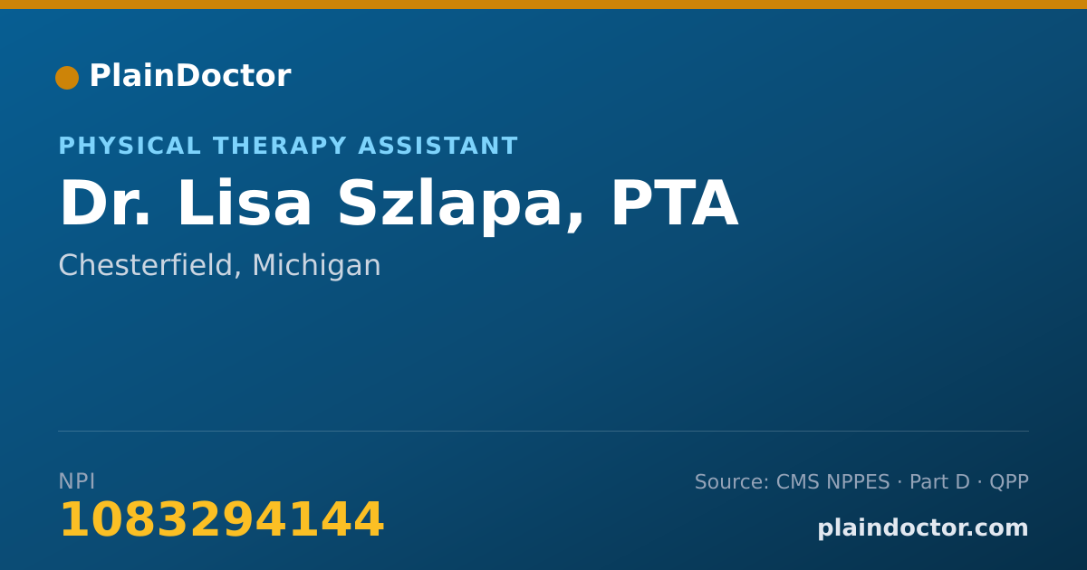 Shareable card for Lisa Szlapa, PTA - Physical Therapy Assistant, Chesterfield, MI