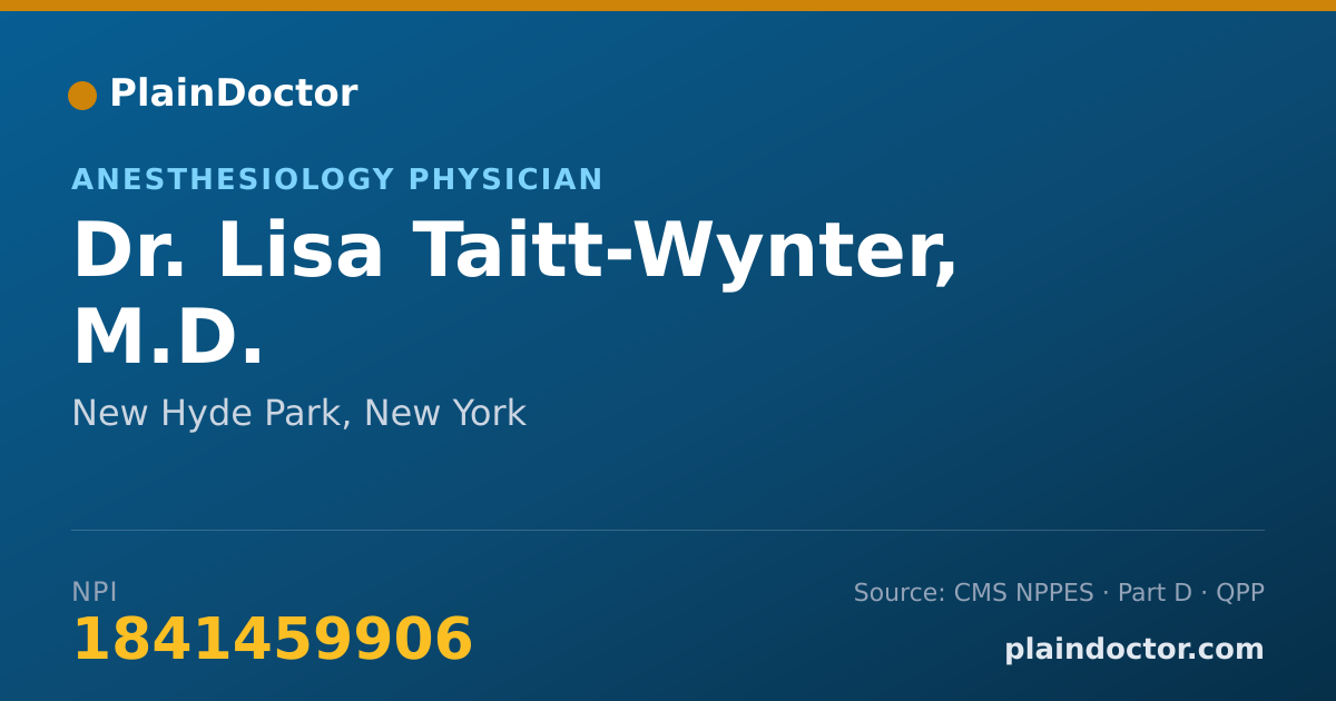 Shareable card for Lisa Taitt-Wynter, M.D. - Anesthesiology Physician, New Hyde Park, NY