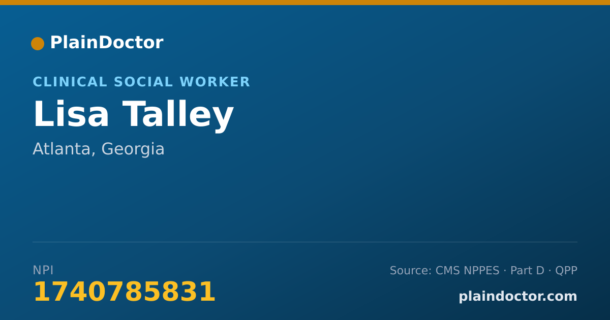 Shareable card for Lisa Talley - Clinical Social Worker, Atlanta, GA