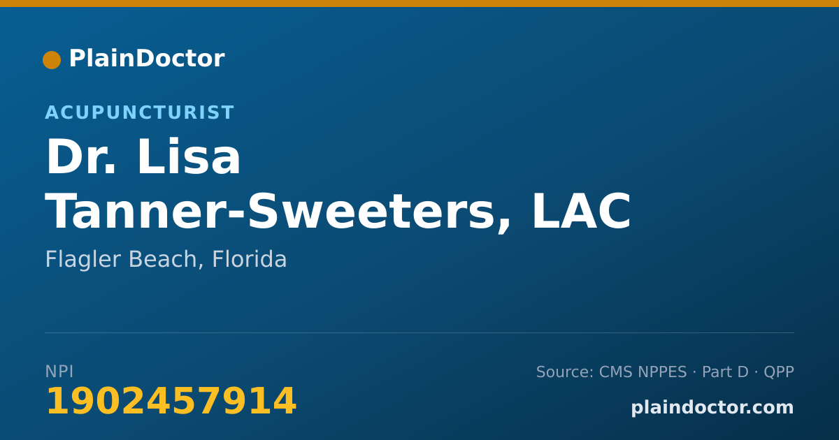 Shareable card for Lisa Tanner-Sweeters, LAC - Acupuncturist, Flagler Beach, FL