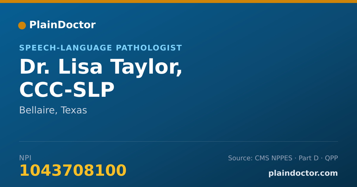 Shareable card for Lisa Taylor, CCC-SLP - Speech-Language Pathologist, Bellaire, TX