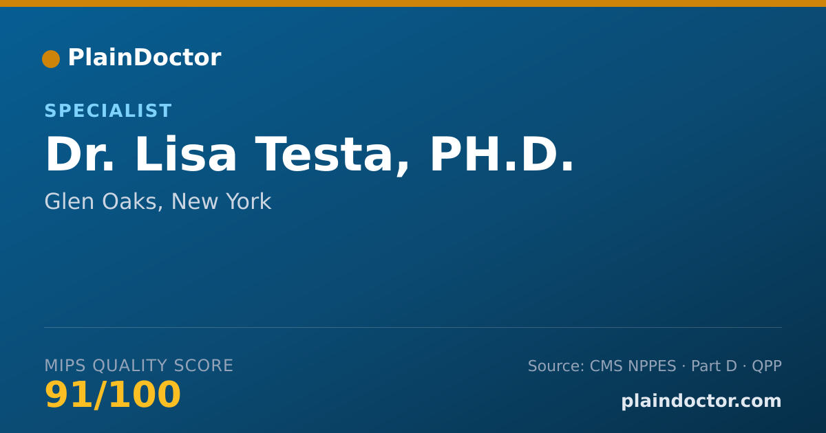 Shareable card for Lisa Testa, PH.D. - Specialist, Glen Oaks, NY