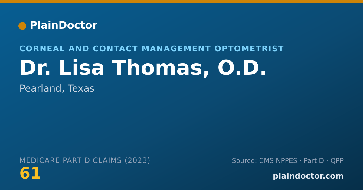 Shareable card for Lisa Thomas, O.D. - Corneal and Contact Management Optometrist, Pearland, TX