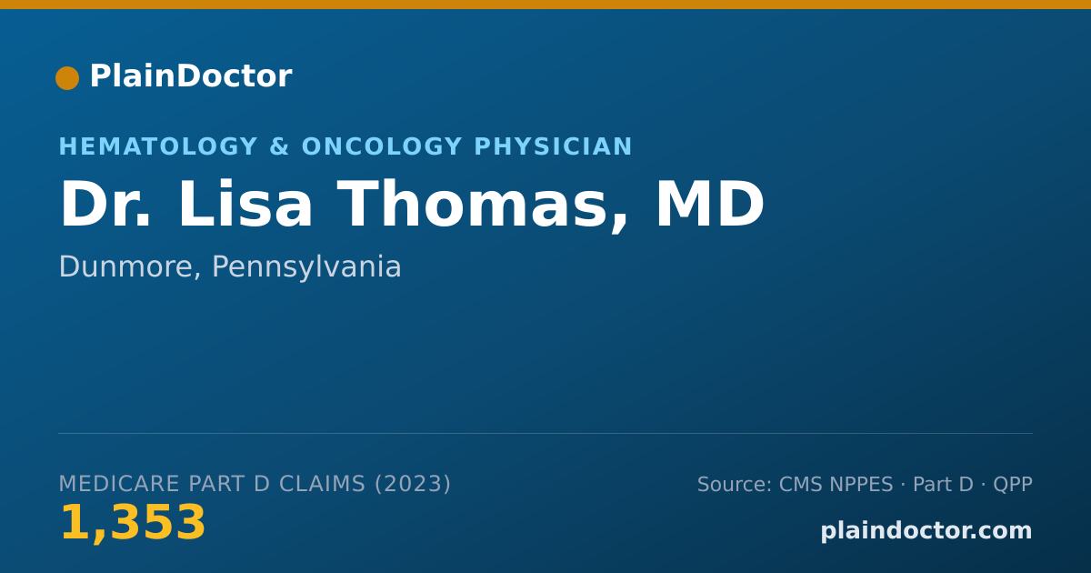 Shareable card for Lisa Thomas, MD - Hematology & Oncology Physician, Dunmore, PA