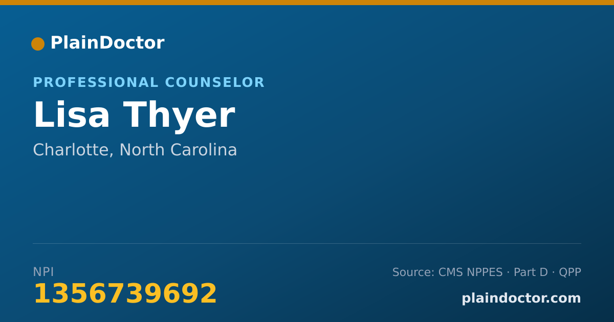 Shareable card for Lisa Thyer - Professional Counselor, Charlotte, NC