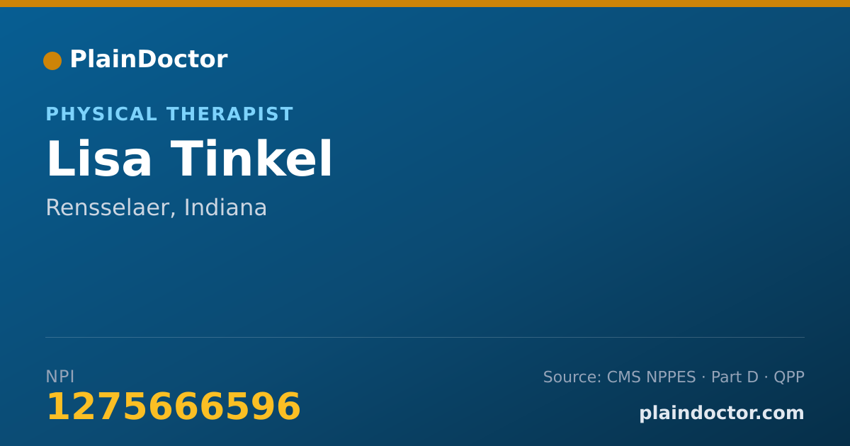 Shareable card for Lisa Tinkel - Physical Therapist, Rensselaer, IN