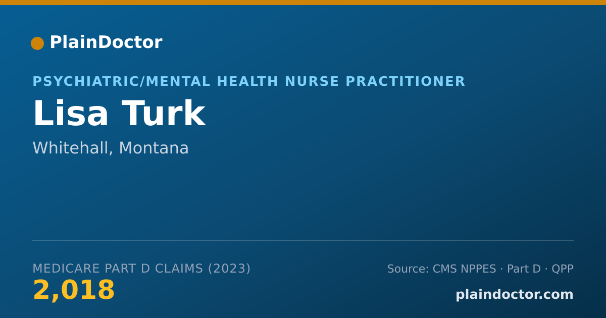 Shareable card for Lisa Turk - Psychiatric/Mental Health Nurse Practitioner, Whitehall, MT