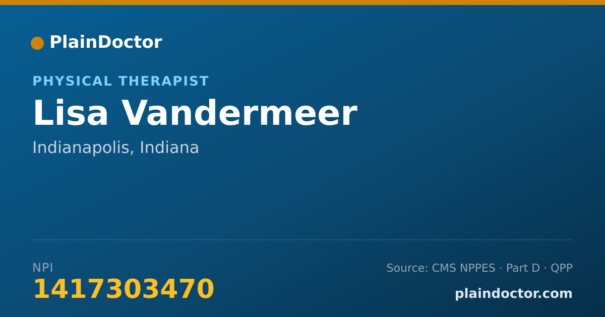 Shareable card for Lisa Vandermeer - Physical Therapist, Indianapolis, IN