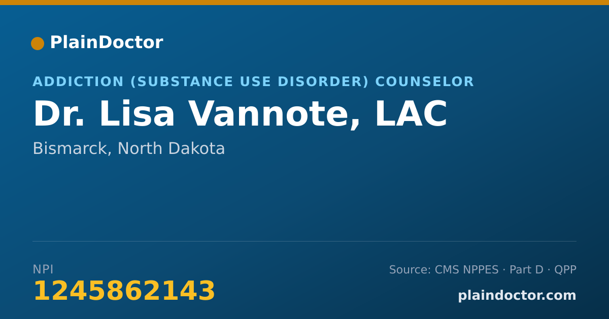Shareable card for Lisa Vannote, LAC - Addiction (Substance Use Disorder) Counselor, Bismarck, ND