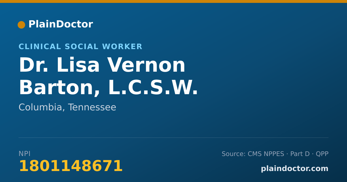 Shareable card for Lisa Vernon Barton, L.C.S.W. - Clinical Social Worker, Columbia, TN