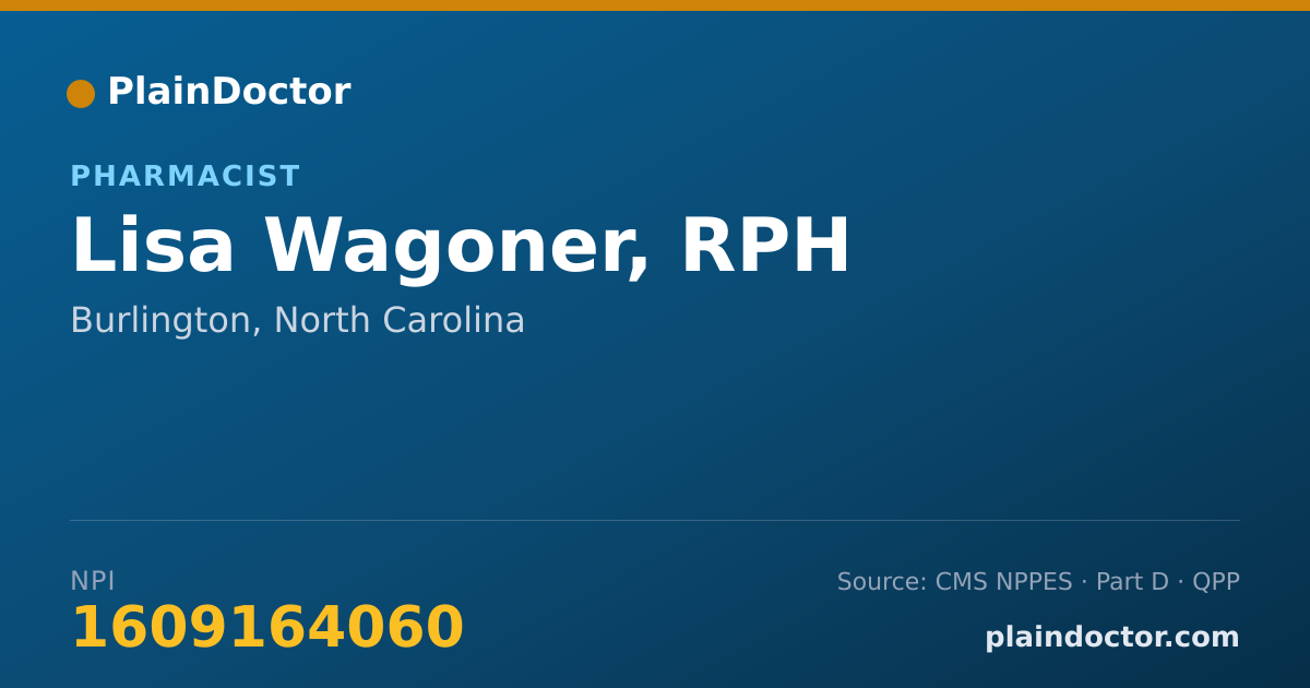 Shareable card for Lisa Wagoner, RPH - Pharmacist, Burlington, NC