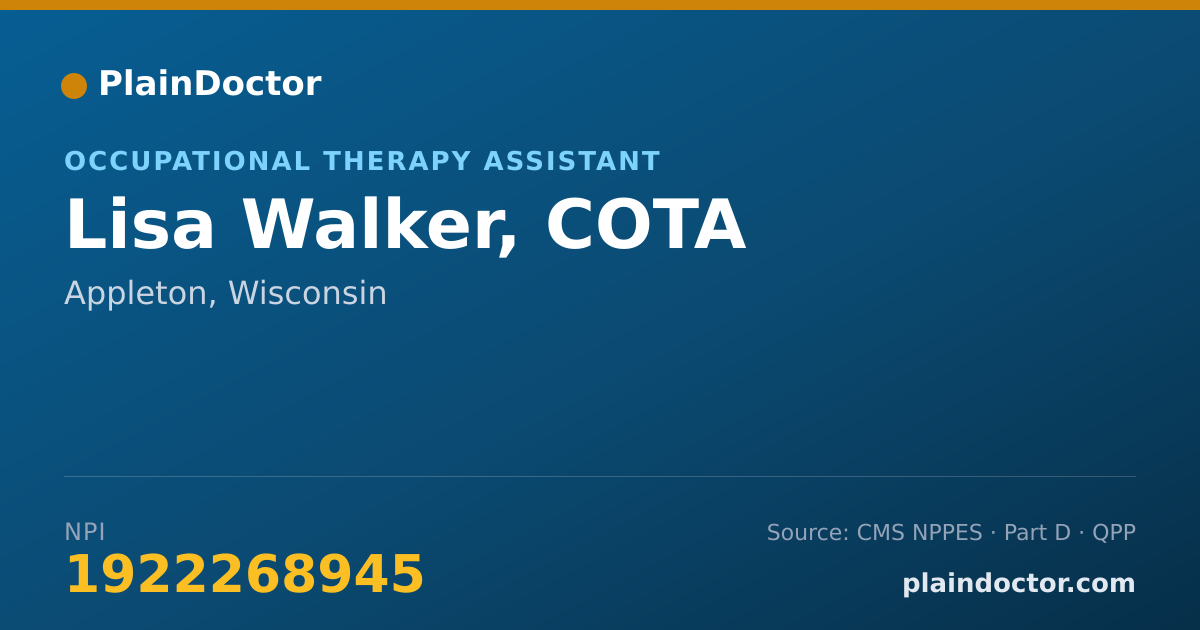 Shareable card for Lisa Walker, COTA - Occupational Therapy Assistant, Appleton, WI