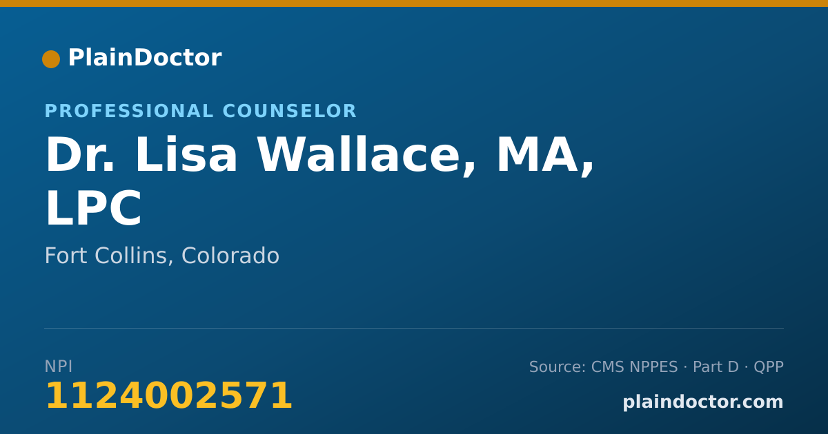 Shareable card for Lisa Wallace, MA, LPC - Professional Counselor, Fort Collins, CO