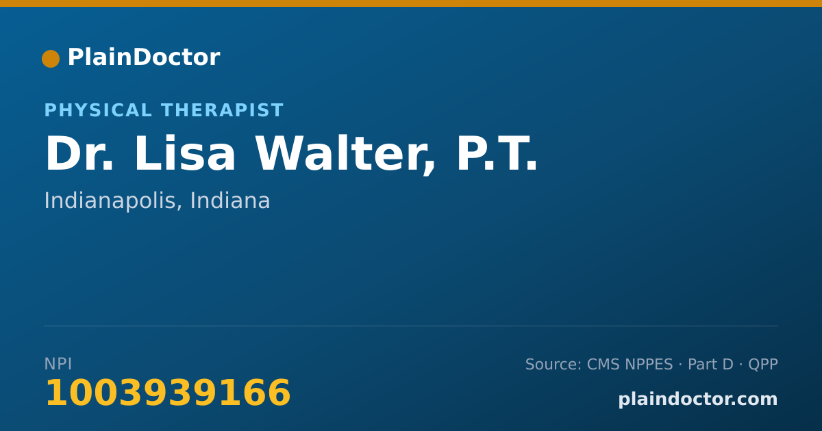 Shareable card for Lisa Walter, P.T. - Physical Therapist, Indianapolis, IN