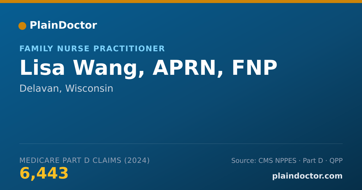 Shareable card for Lisa Wang, APRN, FNP - Family Nurse Practitioner, Delavan, WI