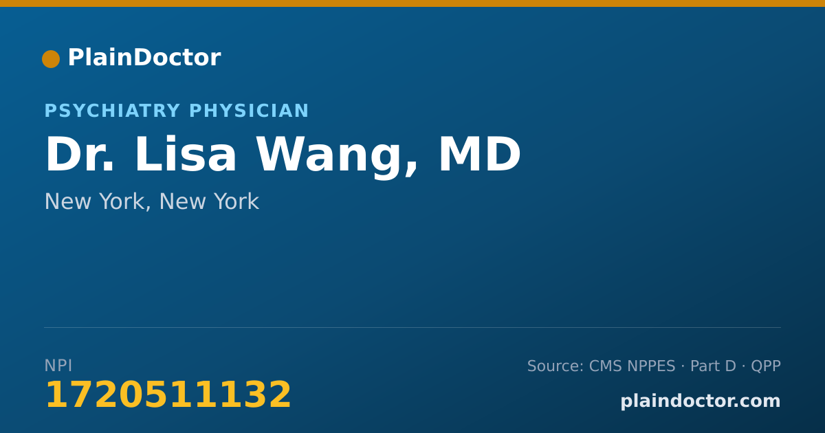 Shareable card for Lisa Wang, MD - Psychiatry Physician, New York, NY