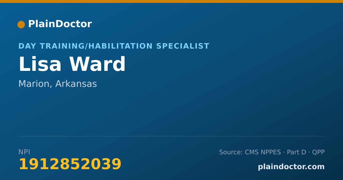 Shareable card for Lisa Ward - Day Training/Habilitation Specialist, Marion, AR