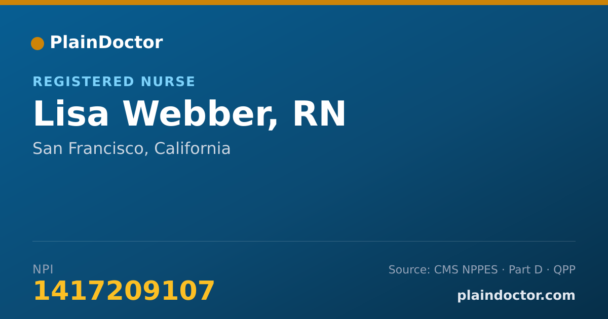 Shareable card for Lisa Webber, RN - Registered Nurse, San Francisco, CA