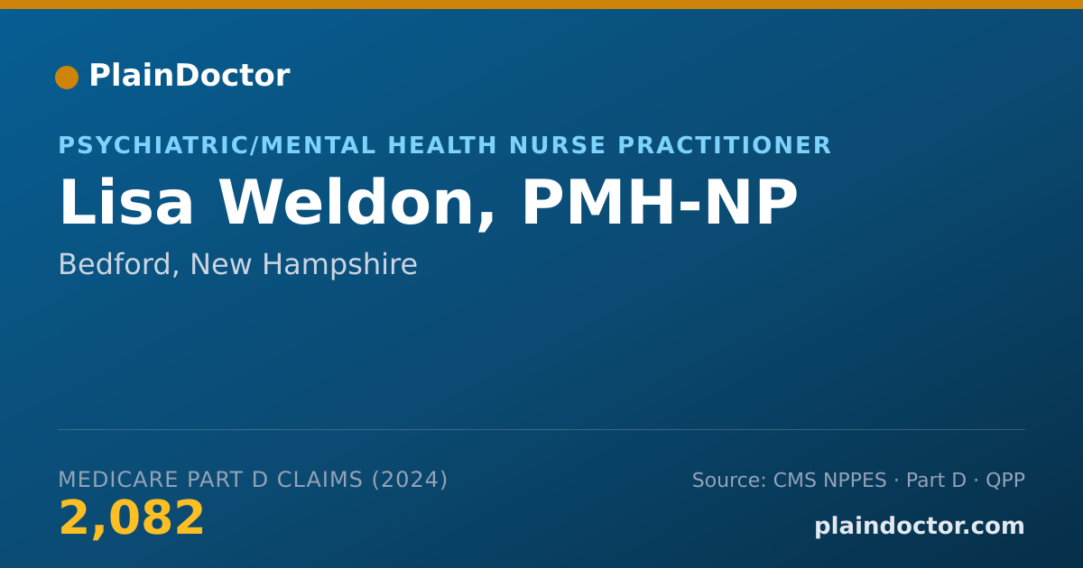 Shareable card for Lisa Weldon, PMH-NP - Psychiatric/Mental Health Nurse Practitioner, Bedford, NH