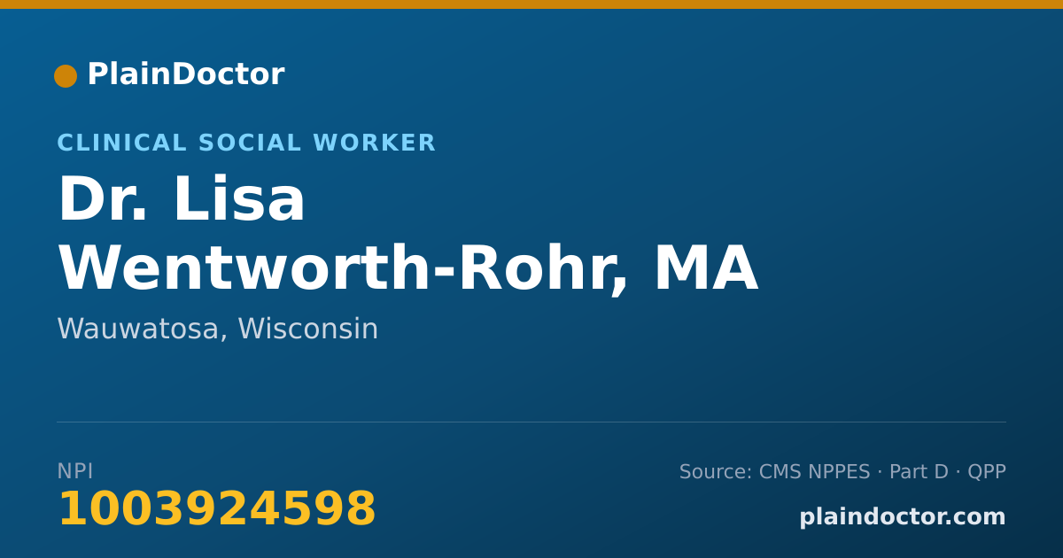 Shareable card for Lisa Wentworth-Rohr, MA - Clinical Social Worker, Wauwatosa, WI