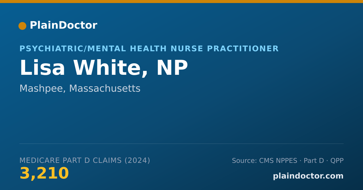 Shareable card for Lisa White, NP - Psychiatric/Mental Health Nurse Practitioner, Mashpee, MA